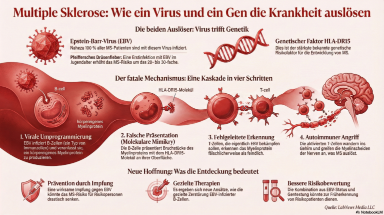 Genetischer Risikofaktor und Epstein-Barr-Virus lösen MS aus. Credits: LabNews Media LLC